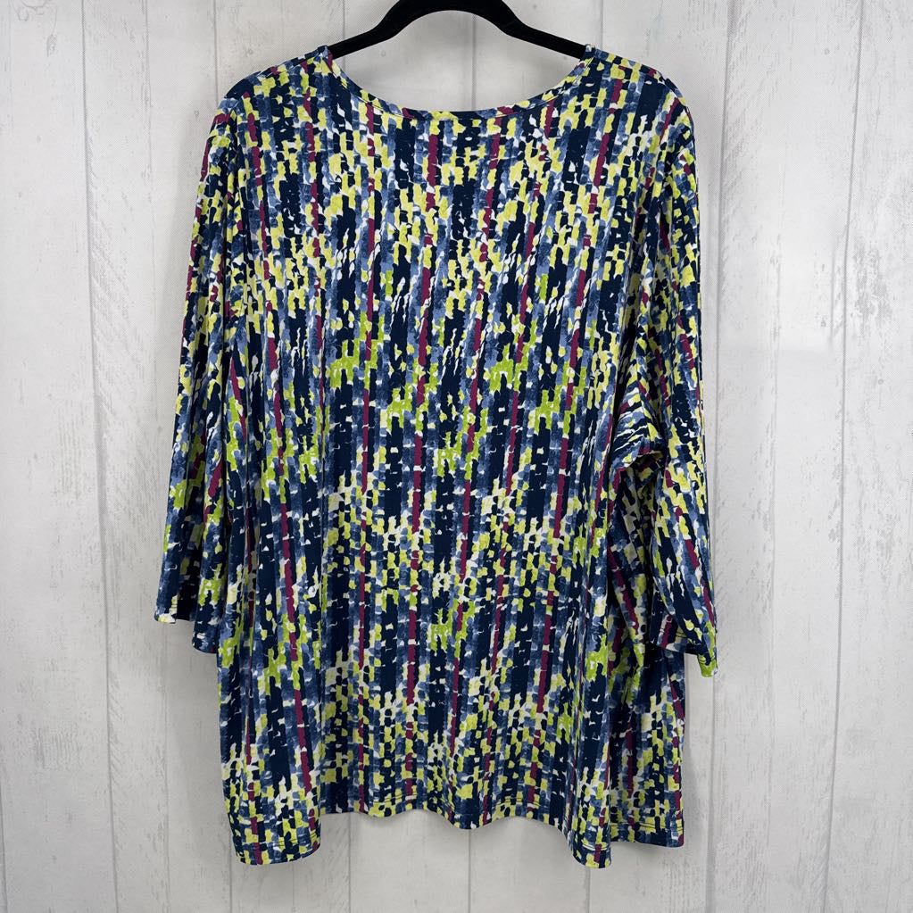 3X printed v-neck 3/4 slv top
