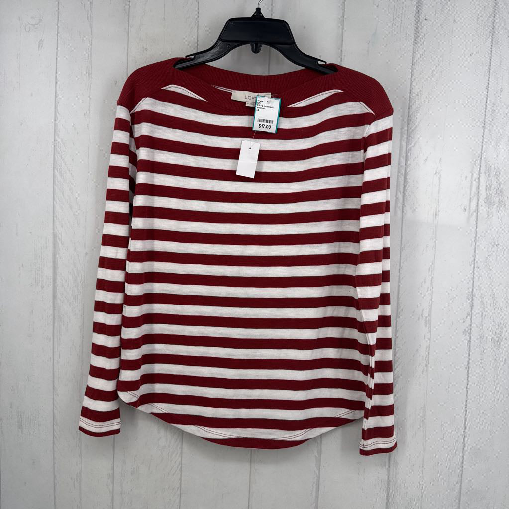 XS l/s boatneck stripe top