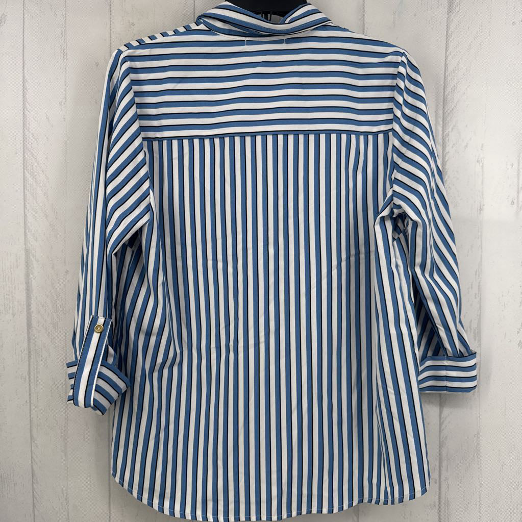 M cuff 3/4 slv stripe quarter zip top