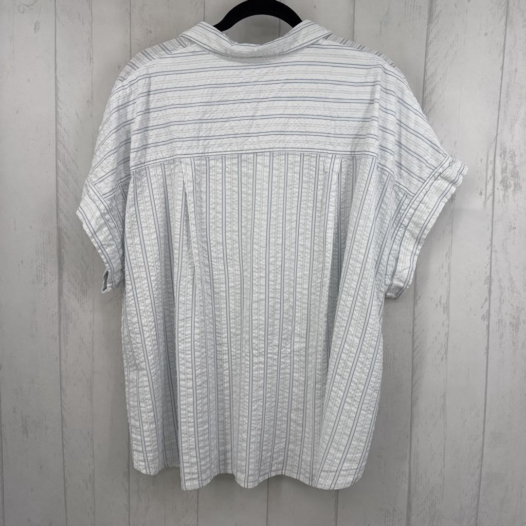 2X striped 1/2 button down s/s top