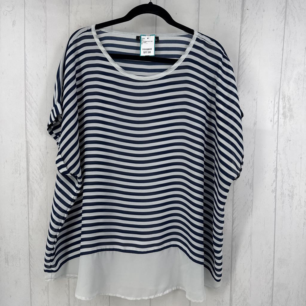 2X striped s/s top