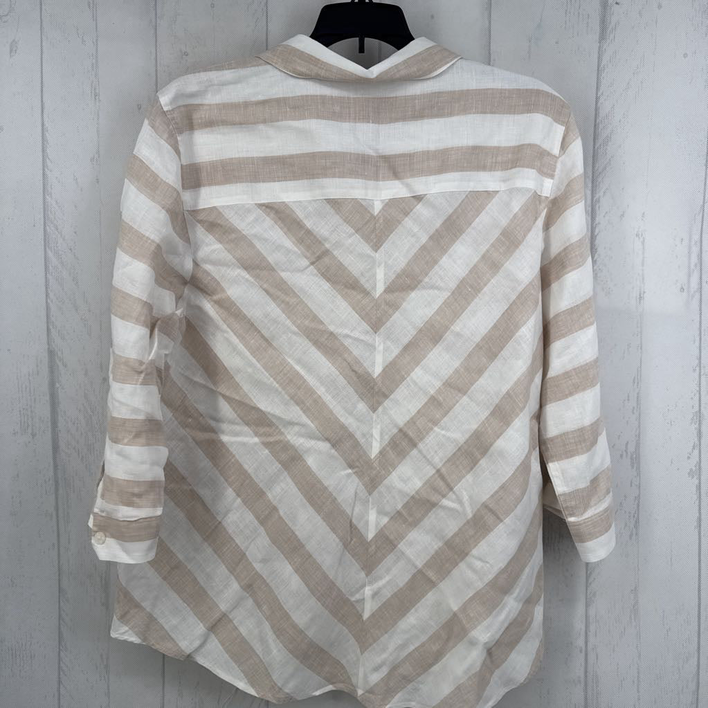 L 3/4 slv stripe no iron top