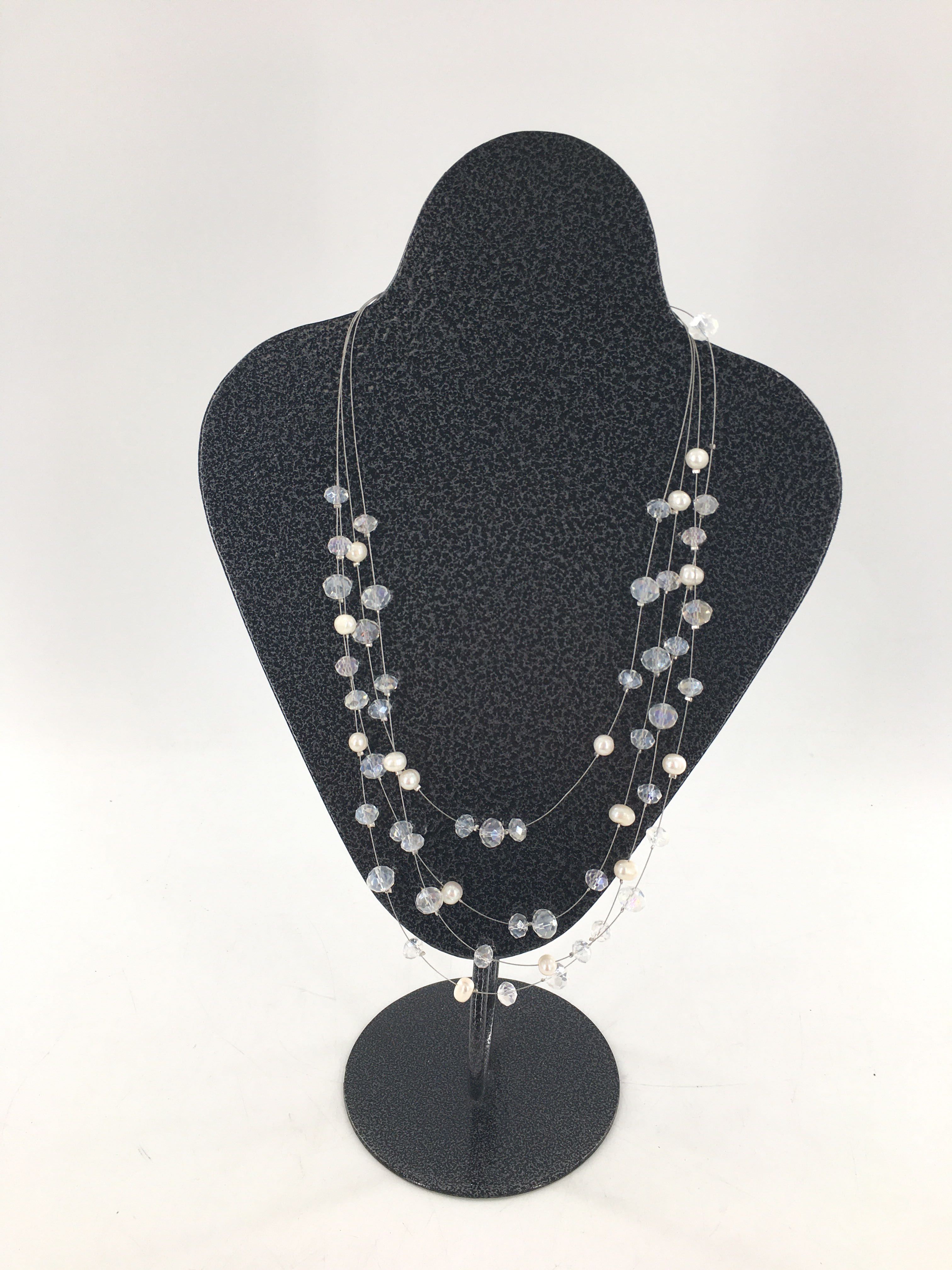 white & clear beaded necklace