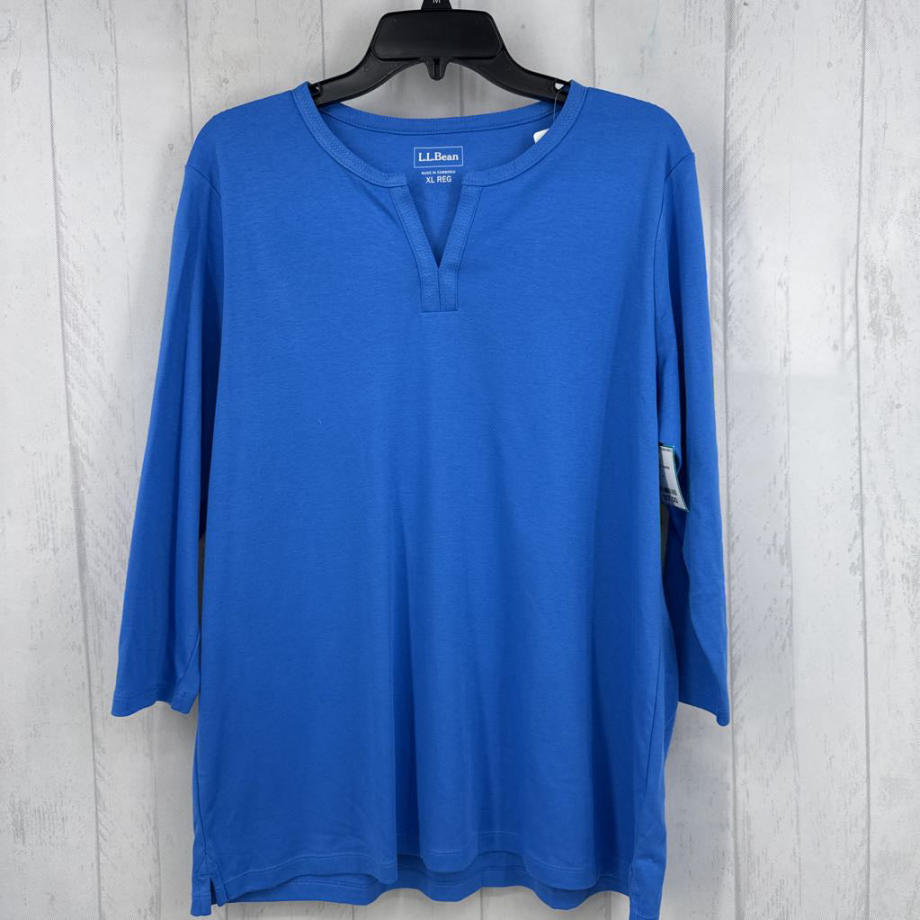 XL 3/4 slv notch neck top