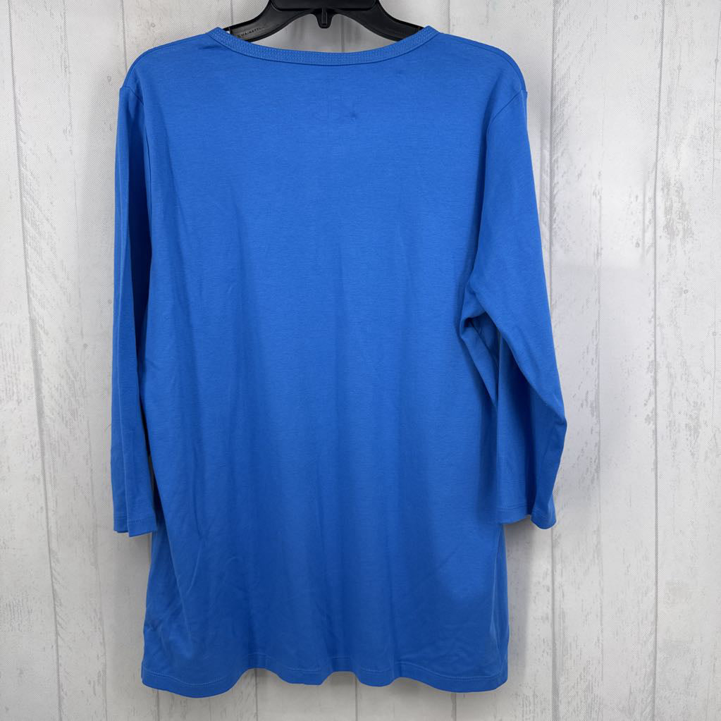 XL 3/4 slv notch neck top