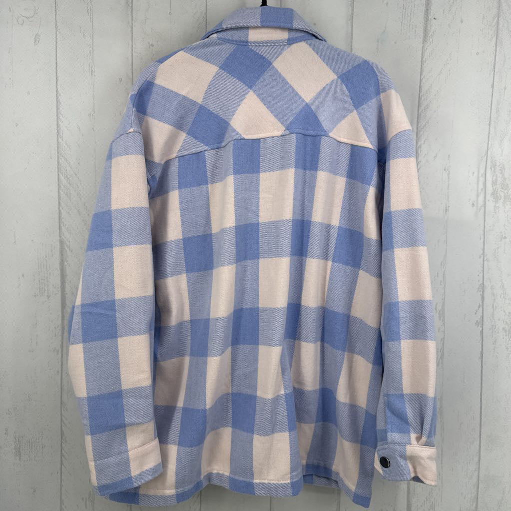 S l/s snap closure shacket