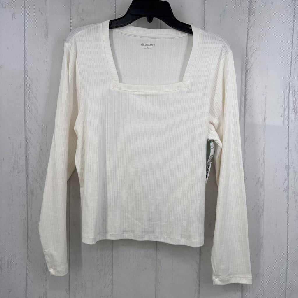 XL ribbed square neck ls tee