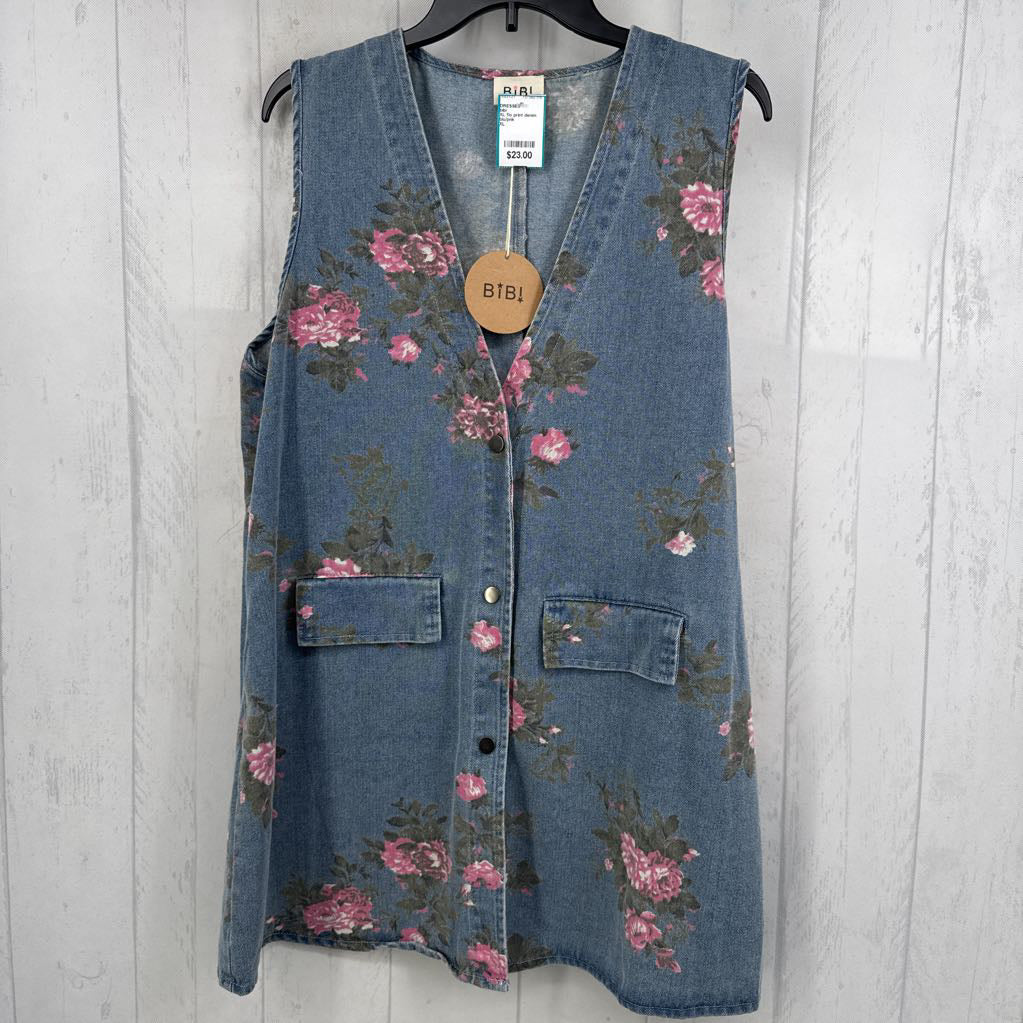 XL flo print denim jumper