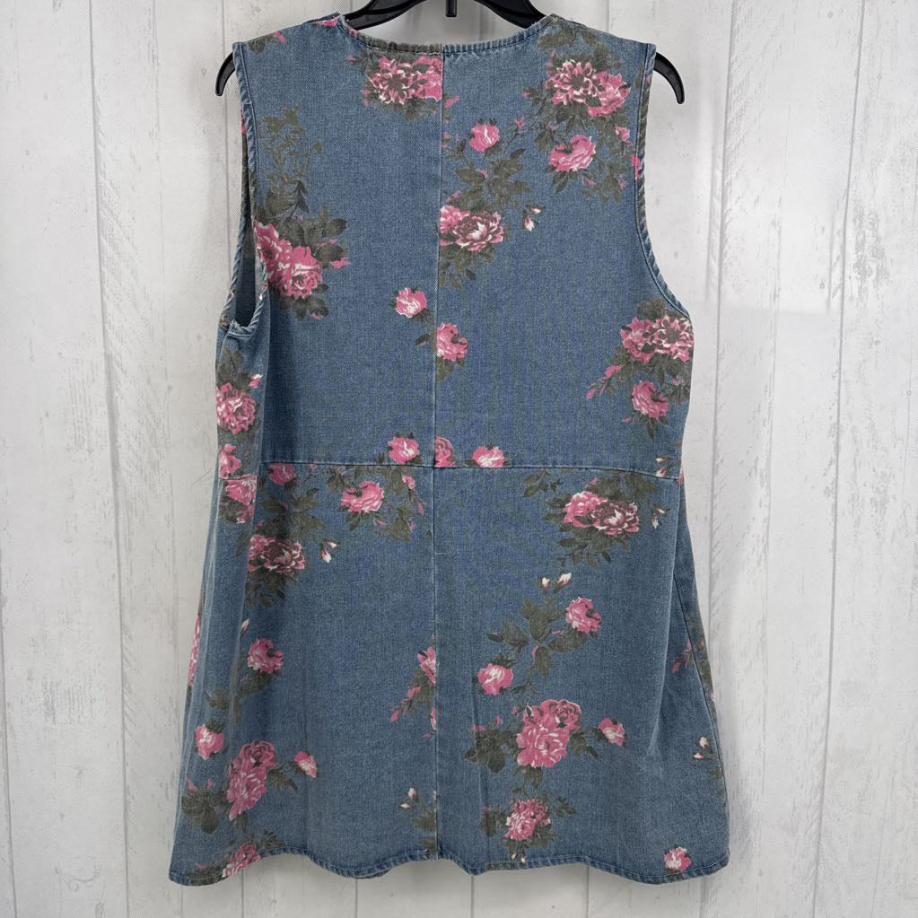 XL flo print denim jumper
