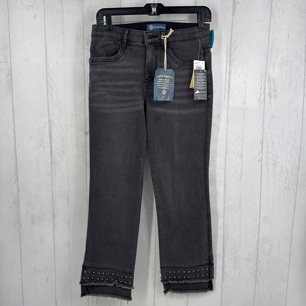 R88 6 studded frayed jeans