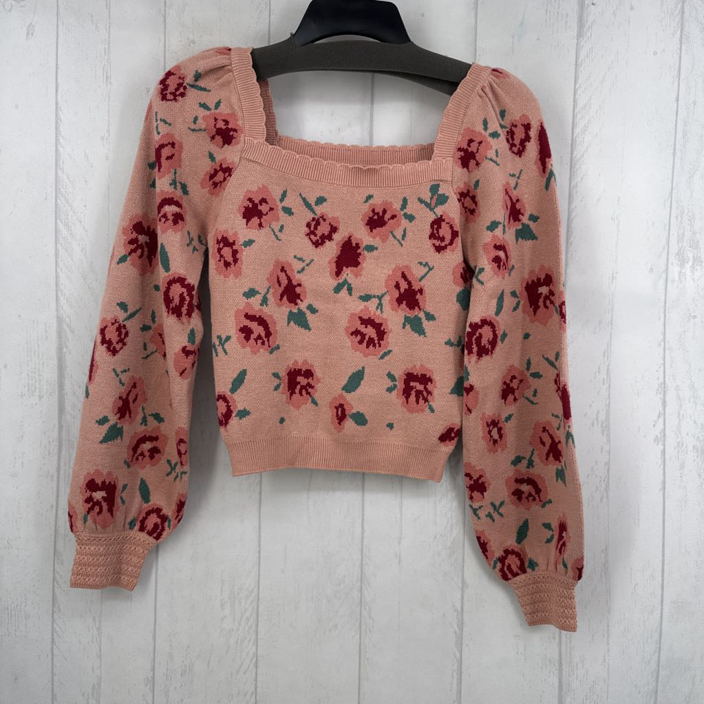 S flo print crop sweater