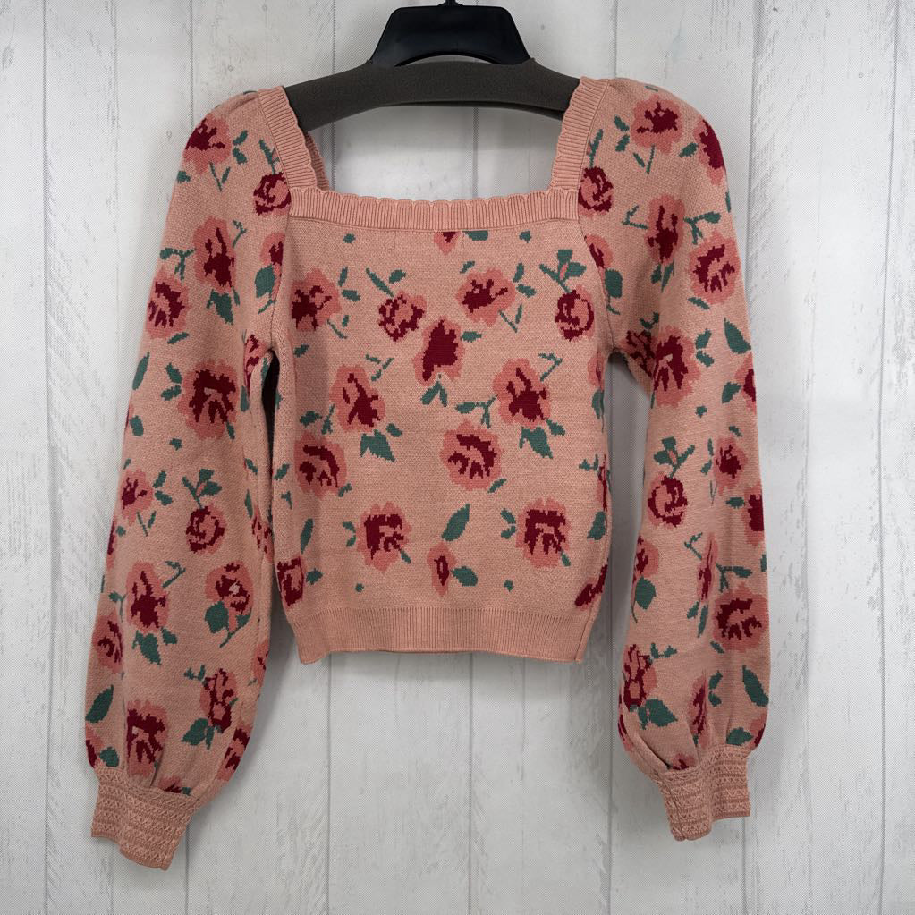 S flo print crop sweater