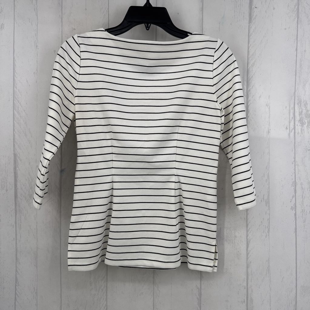 0 striped 3/4 slv top