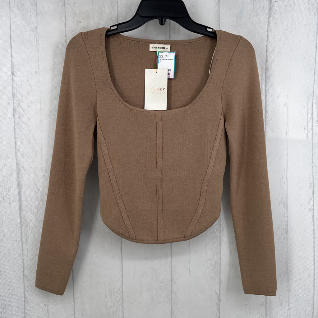 S scoop neck fitted l/s top