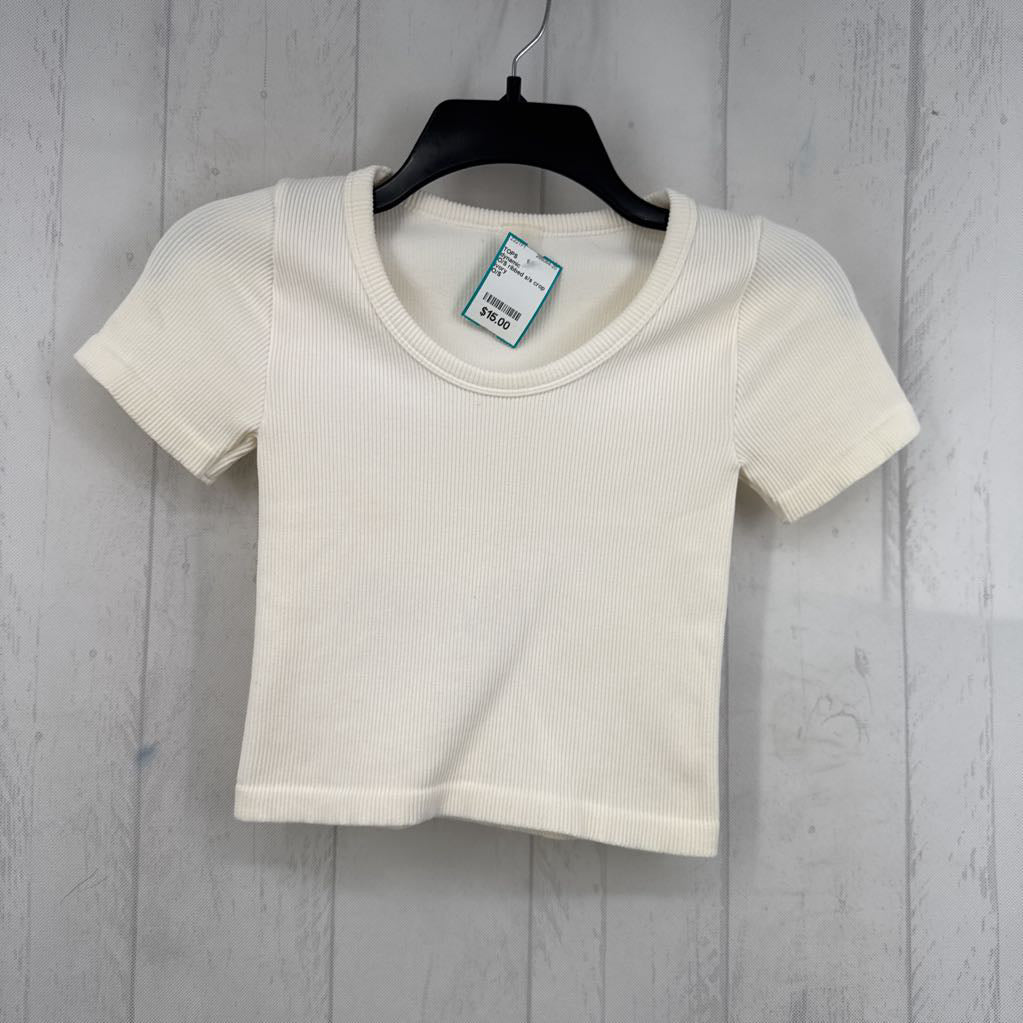 O/S ribbed s/s crop tee