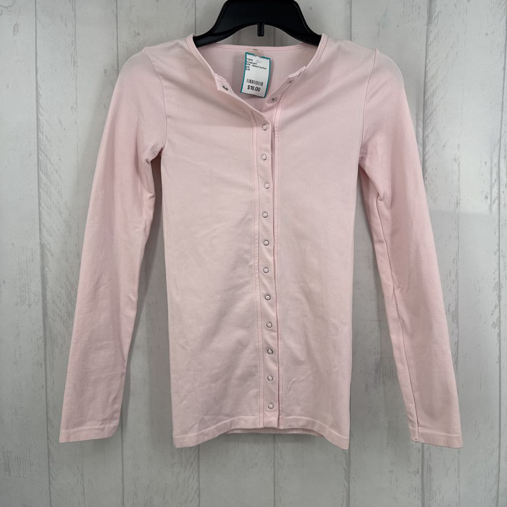 S/M ribbed button down l/s top
