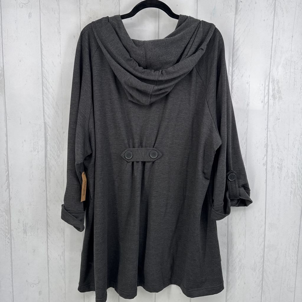 3x cuff slv button front hoodie jacket`