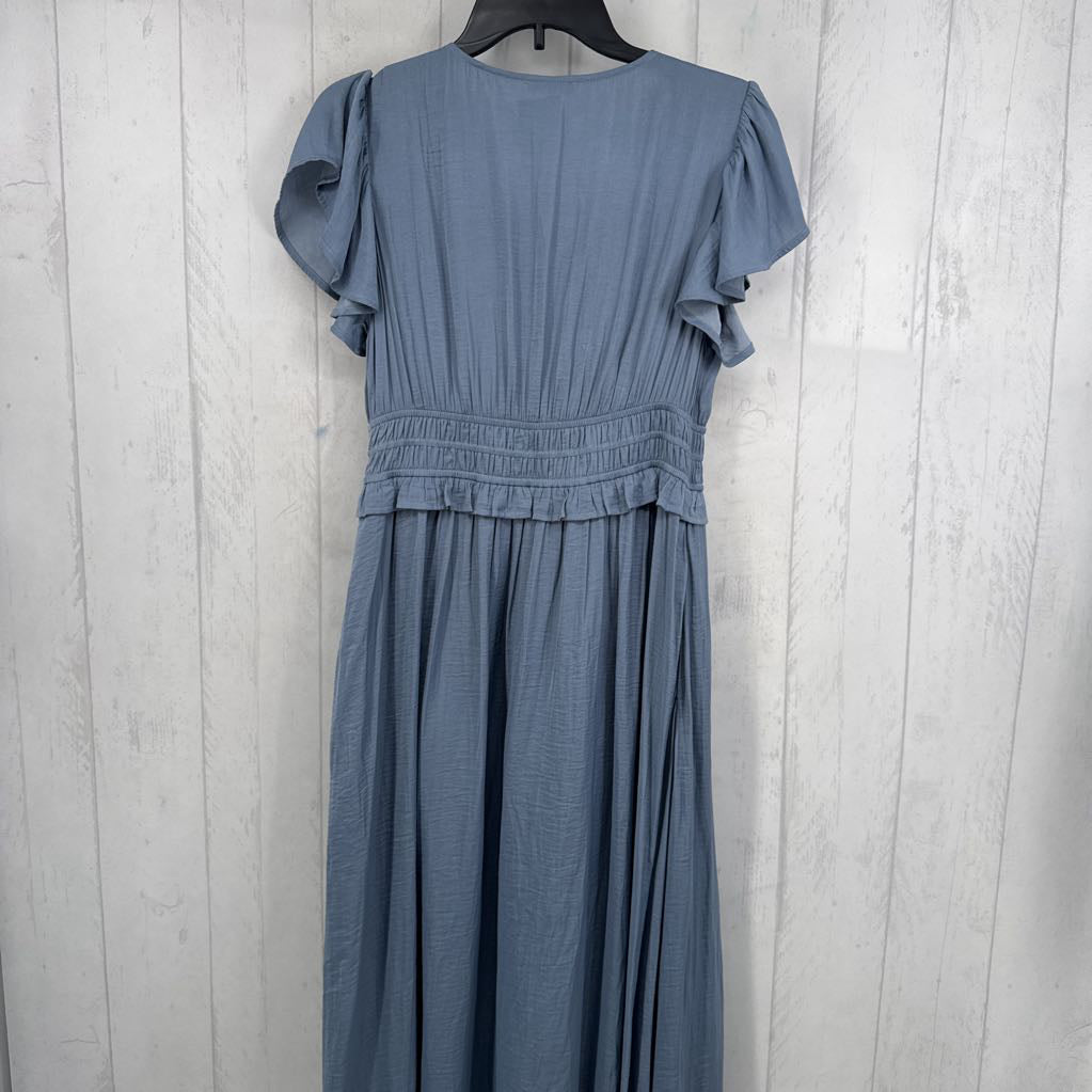 S smocked waist v-neck s/s dress