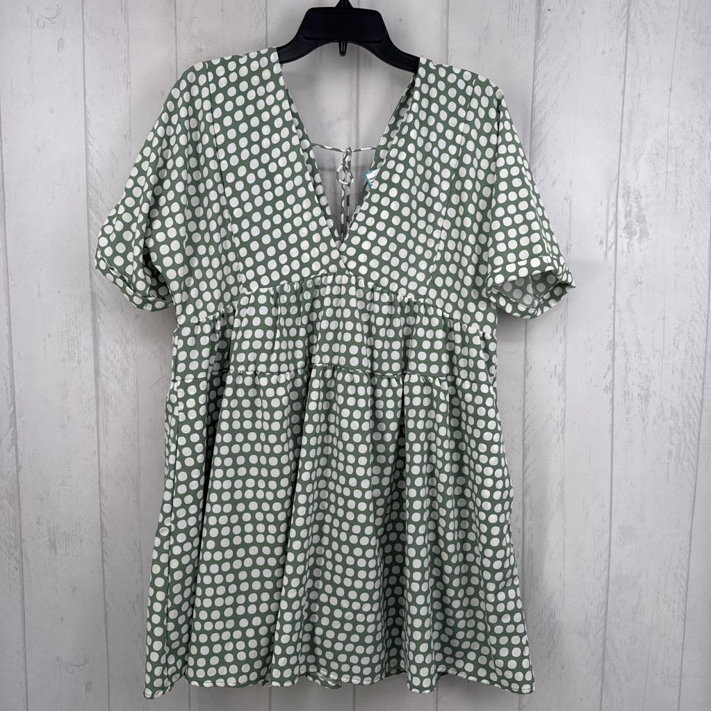 M polka dot v-neck tiered s/s dress