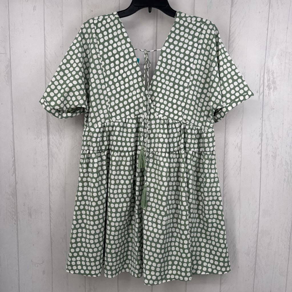 M polka dot v-neck tiered s/s dress