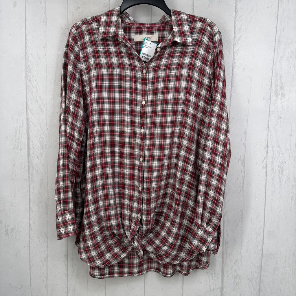 M plaid button down l/s top