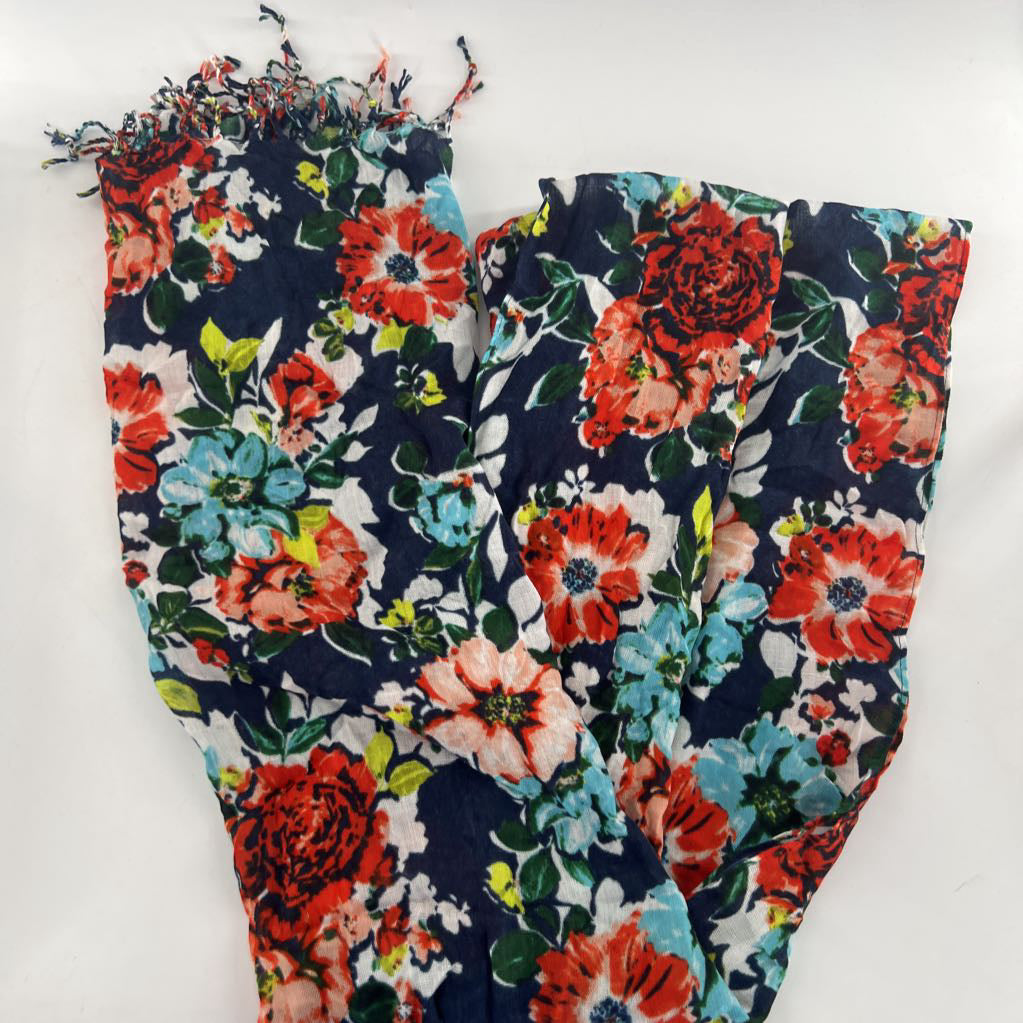 flo print fringe scarf