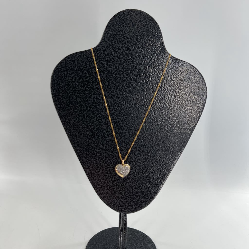 .925 10" two-toned heart pendant necklace