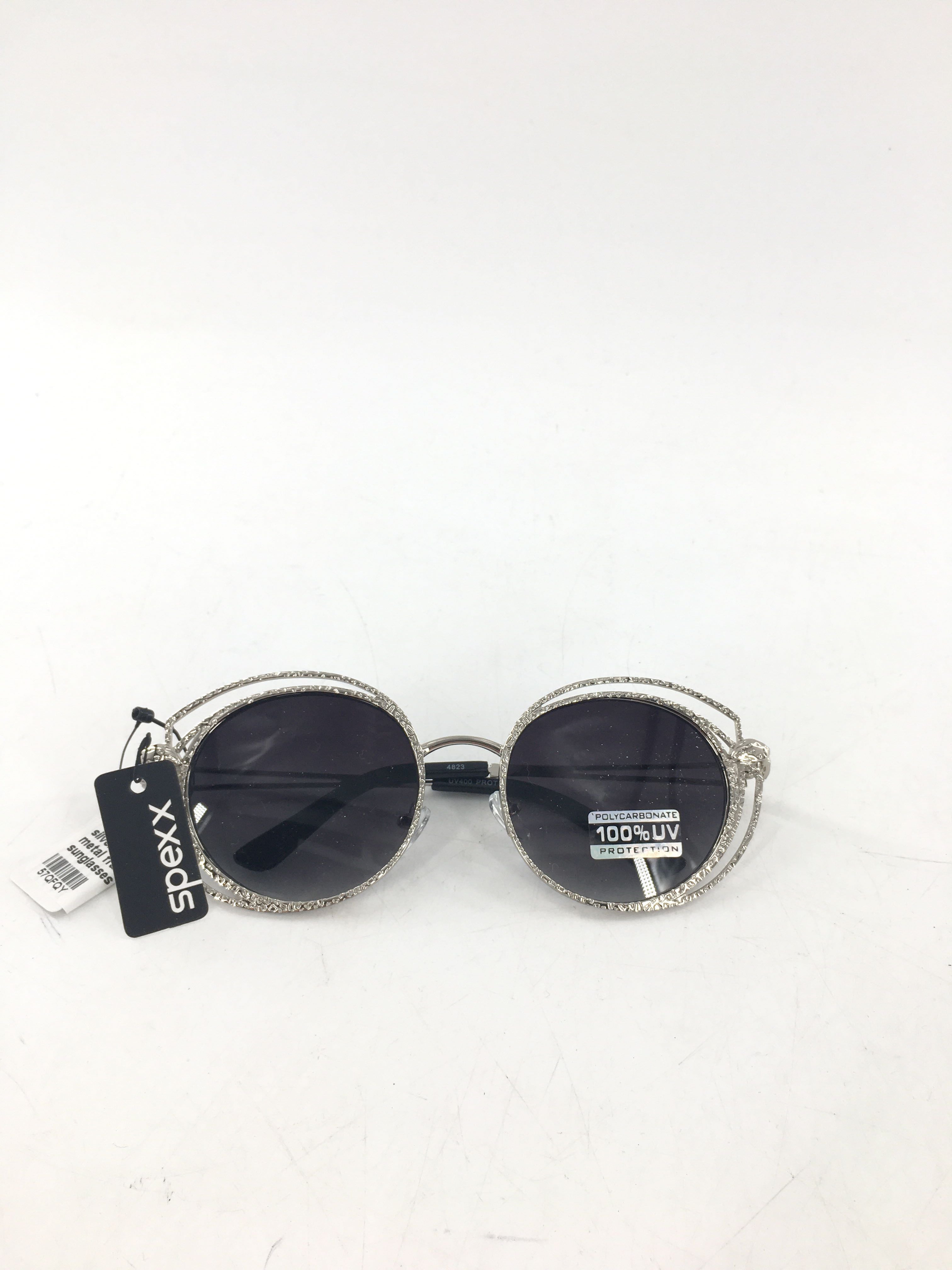silver hammered metal frame sunglasses