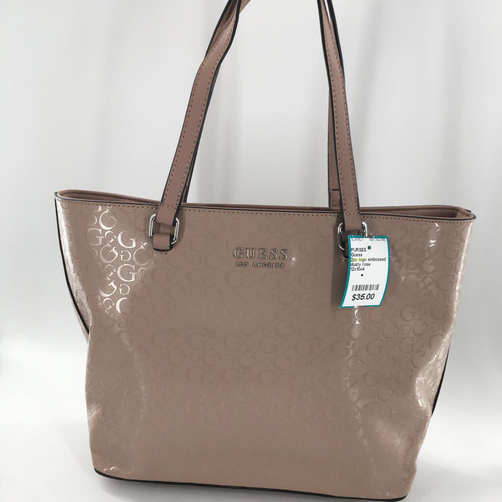 2pc logo embossed tote w/ pouch