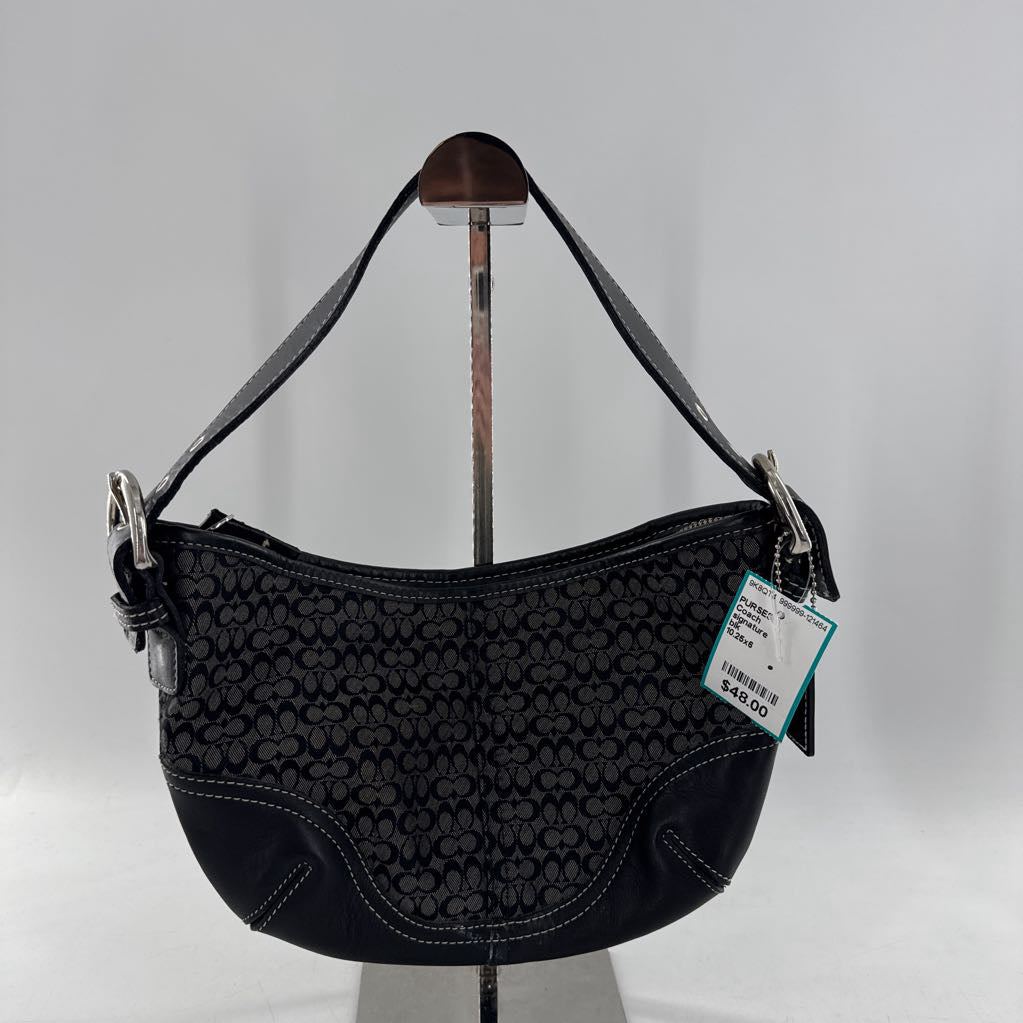 signature canvas/leather hobo shoulder bag