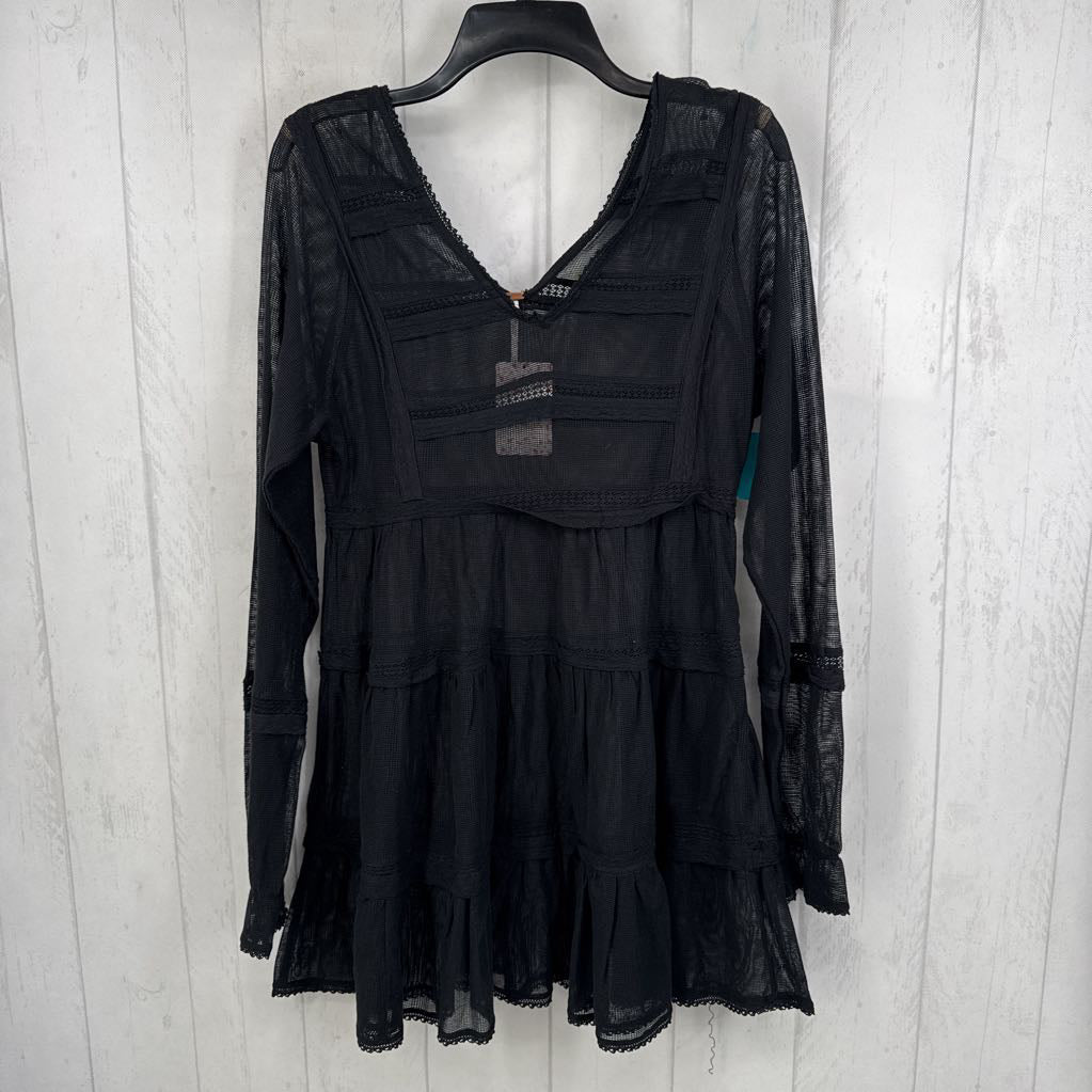 R158 XS l/s mesh double v-neck dress