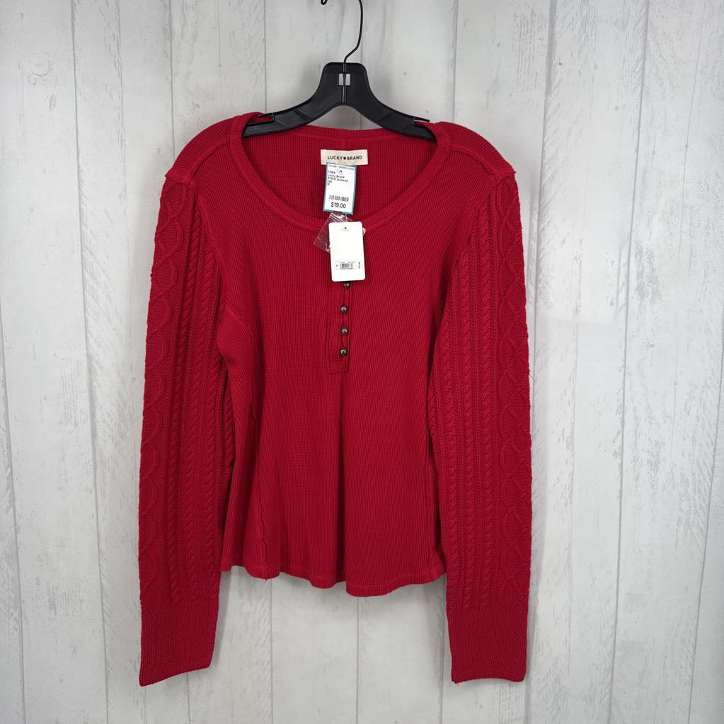 R79 M textured mixed slv henley top
