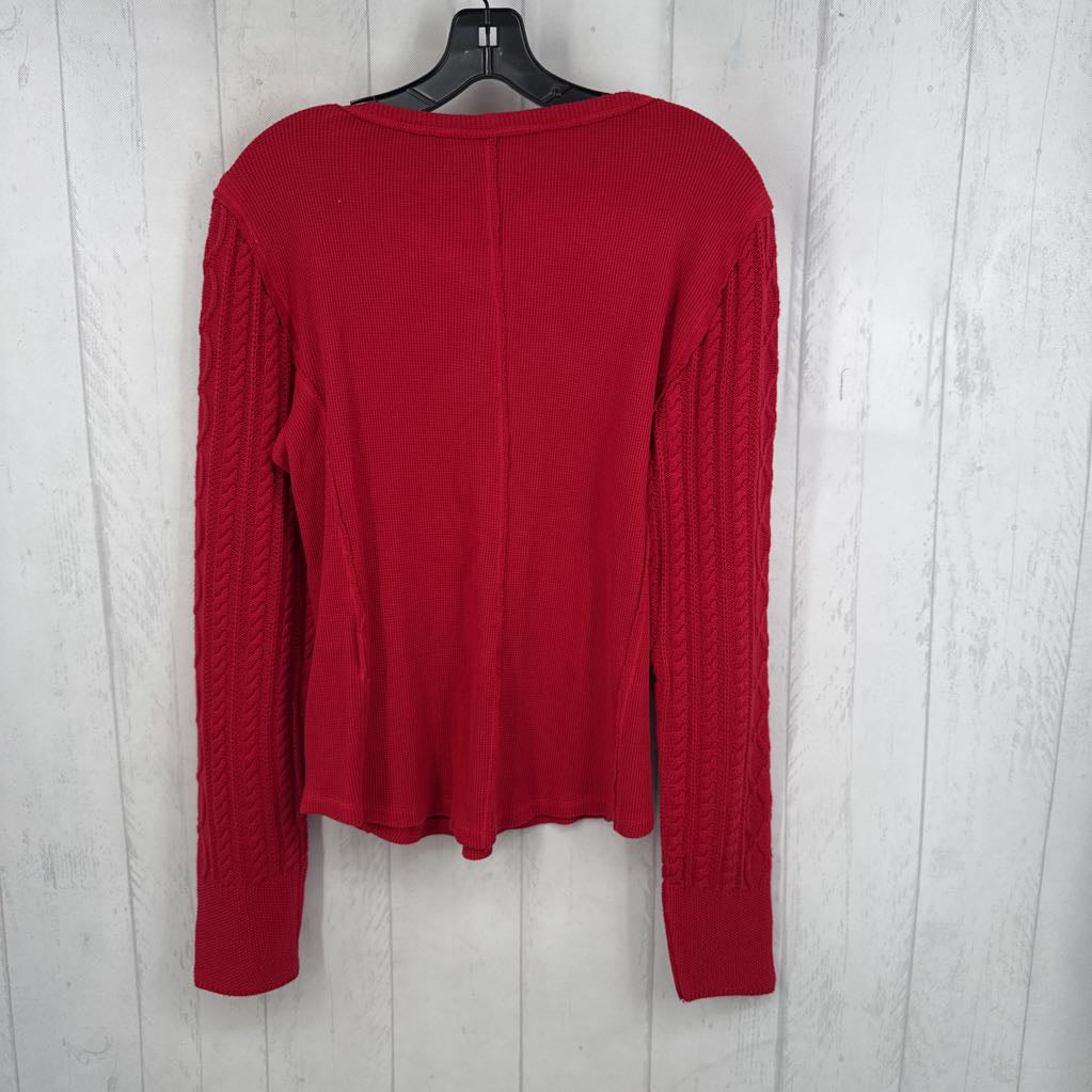 R79 M textured mixed slv henley top