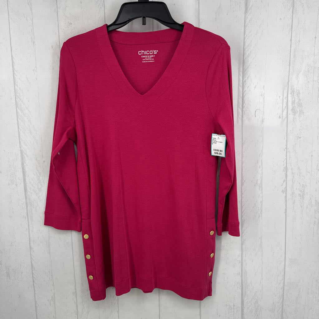 M 3/4 slv v-neck top