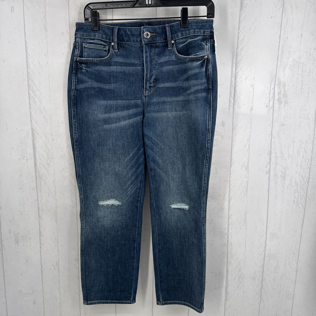6 distressed straight crop jeans