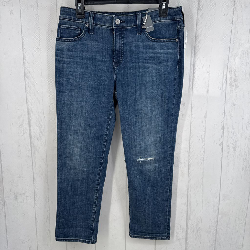 R89 6p distressed slim leg crop jeans