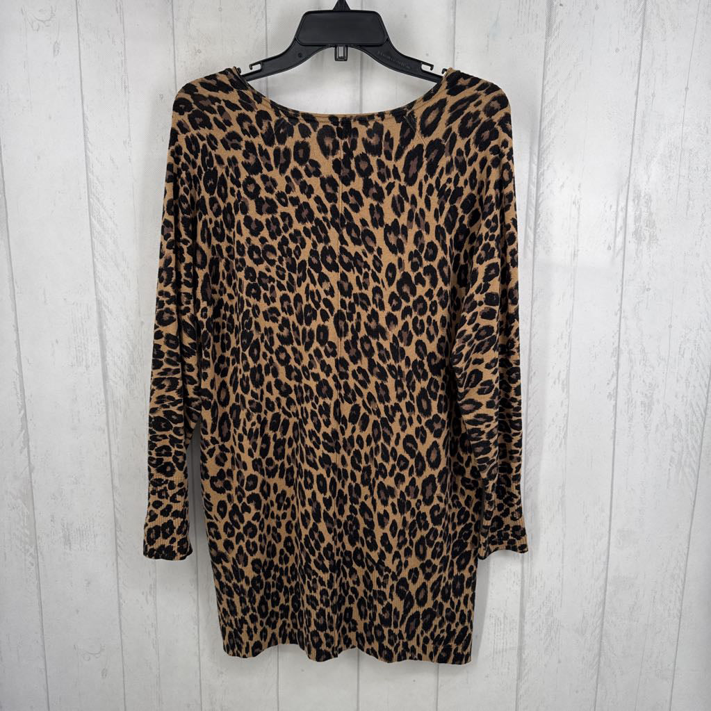 M l/s animal print v-neck sweater