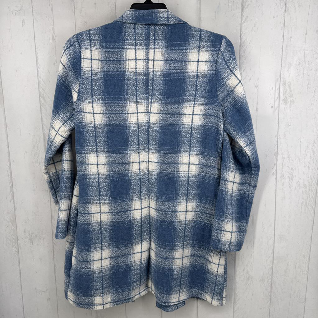 S l/s plaid open blazer