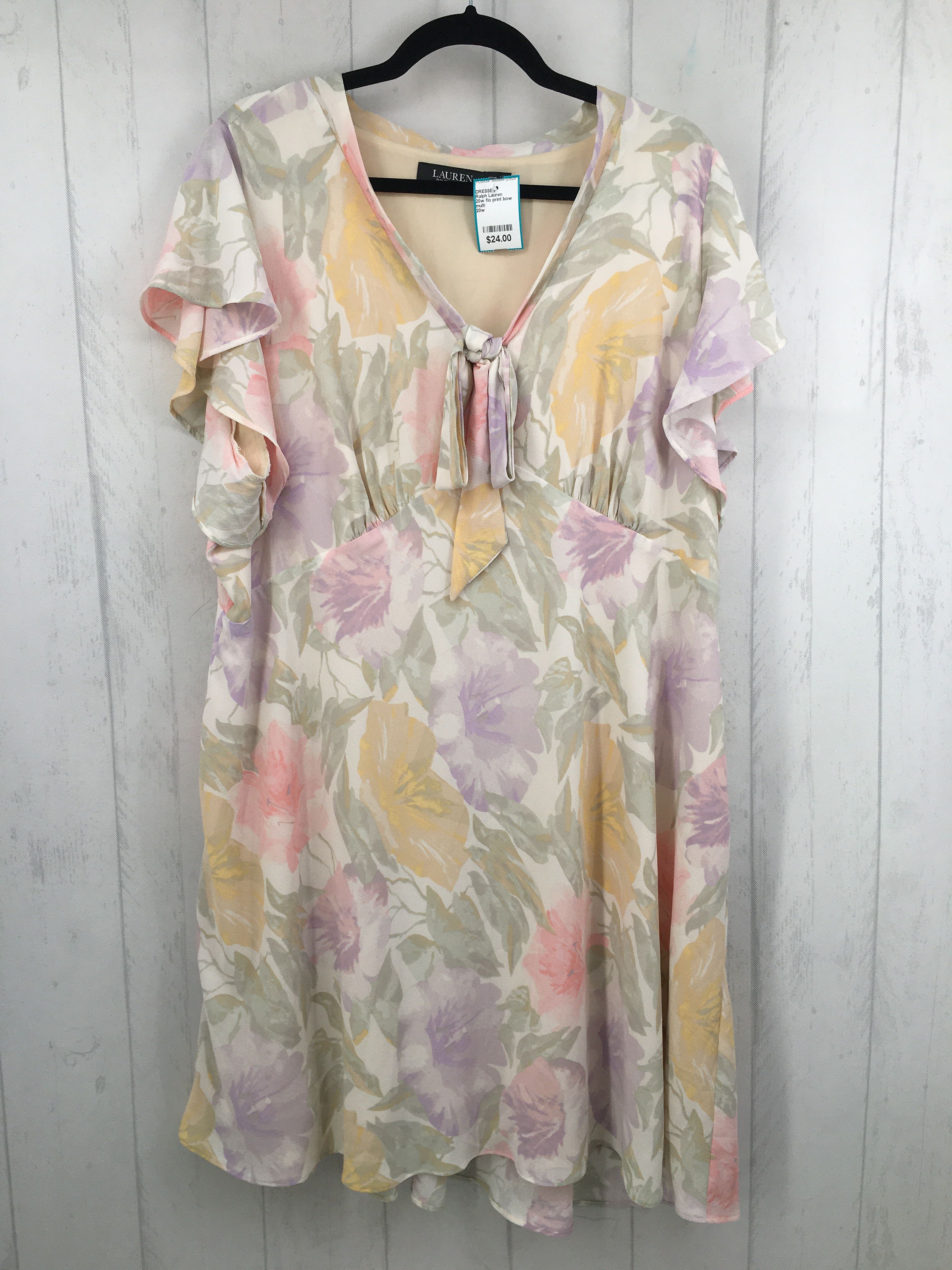 20w flo print bow front s/s dress