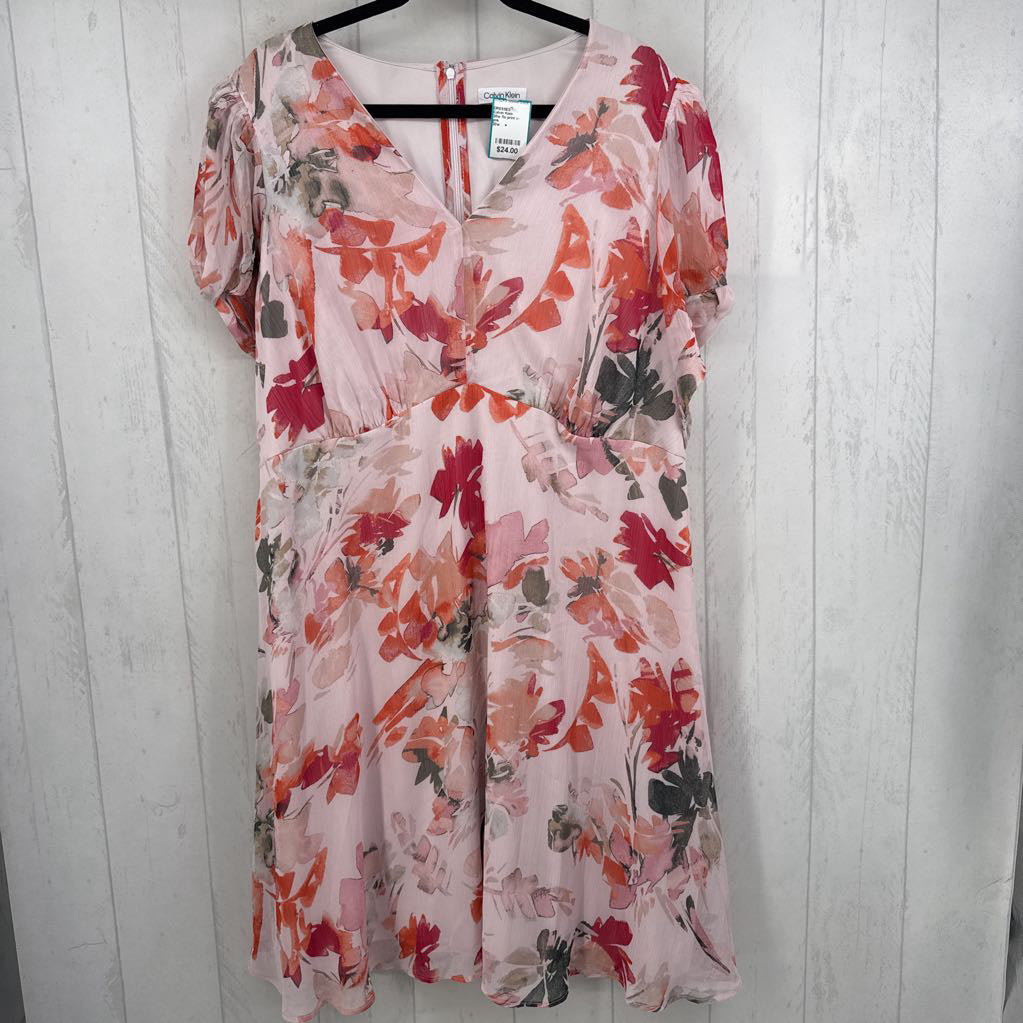 20w flo print v-neck s/s dress
