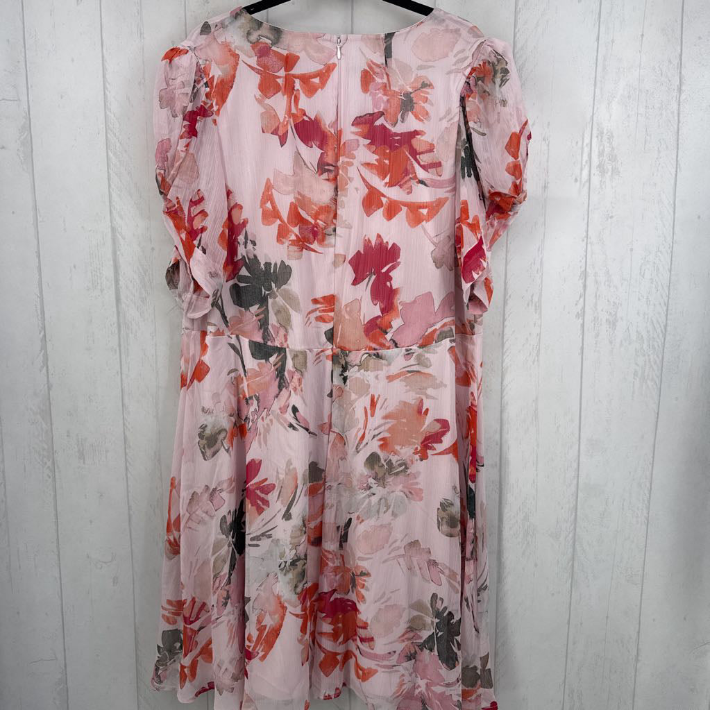 20w flo print v-neck s/s dress