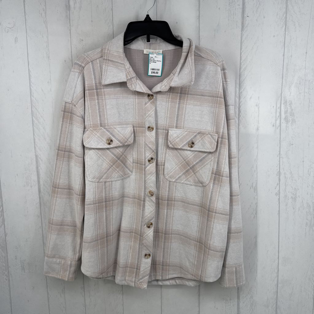 Plaid Fleece Button Down Top
