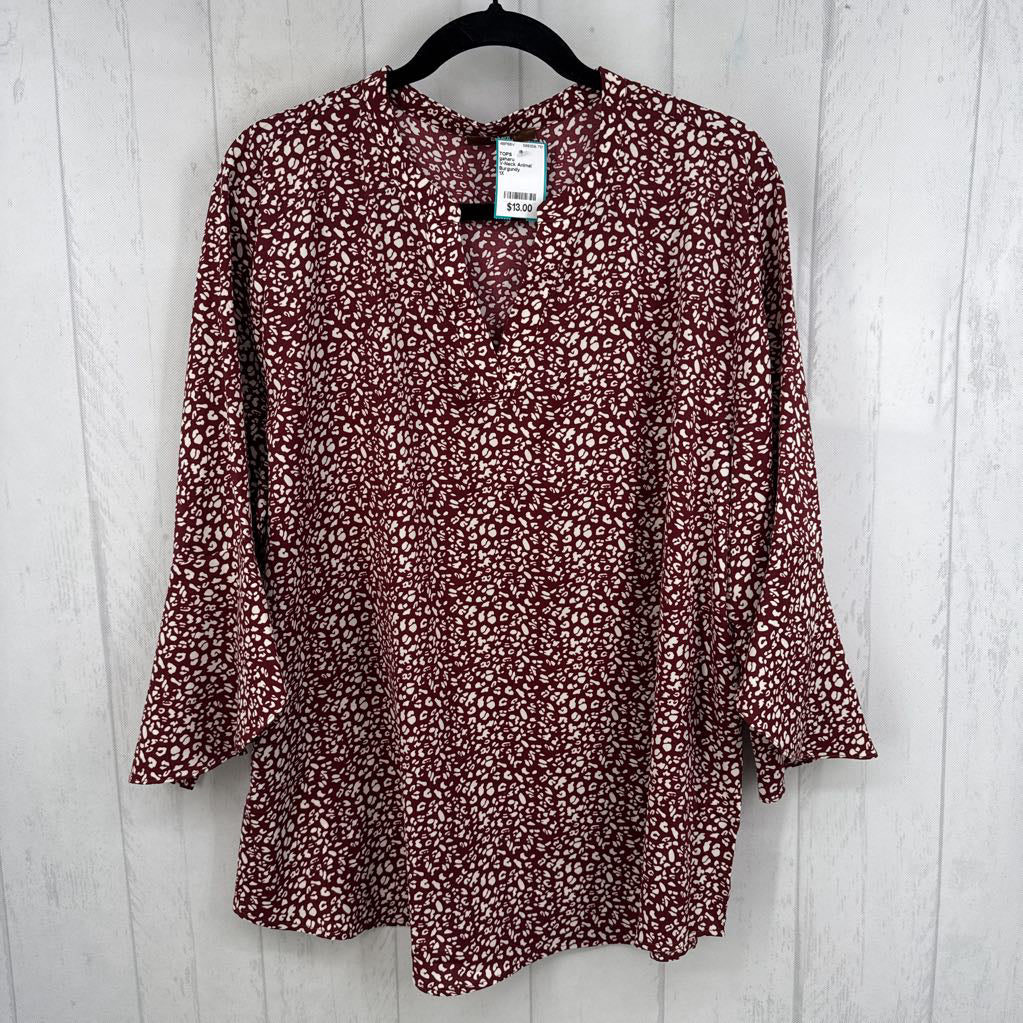 V-Neck Animal Print Flutter Sleeve Top