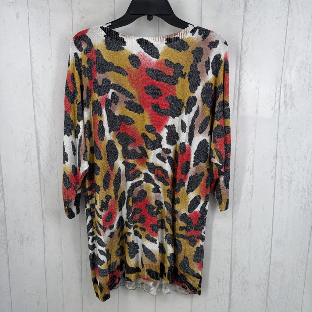 V-Neck Shimmer Jaguar Print Knit Top