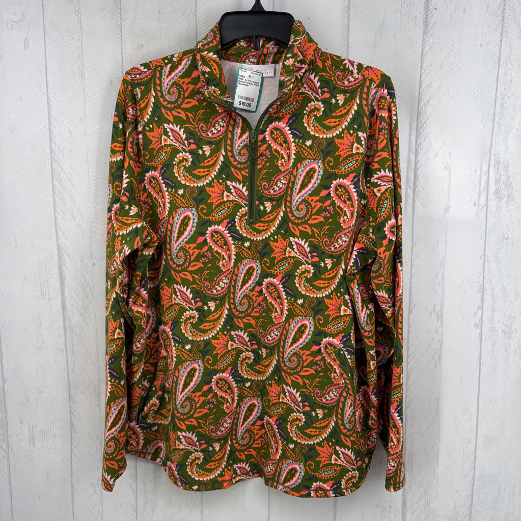 Autumn Paisly Print Quarter Zip