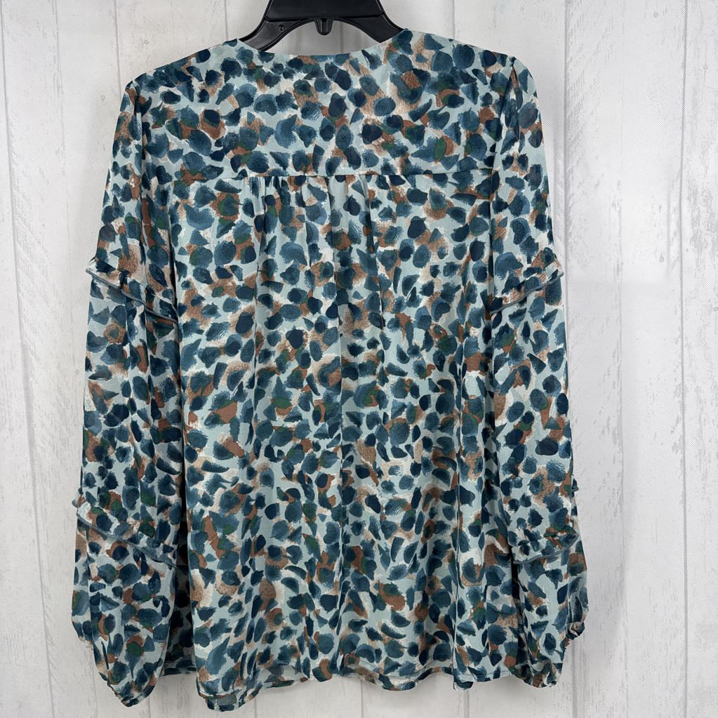 M printed v-neck l/s top