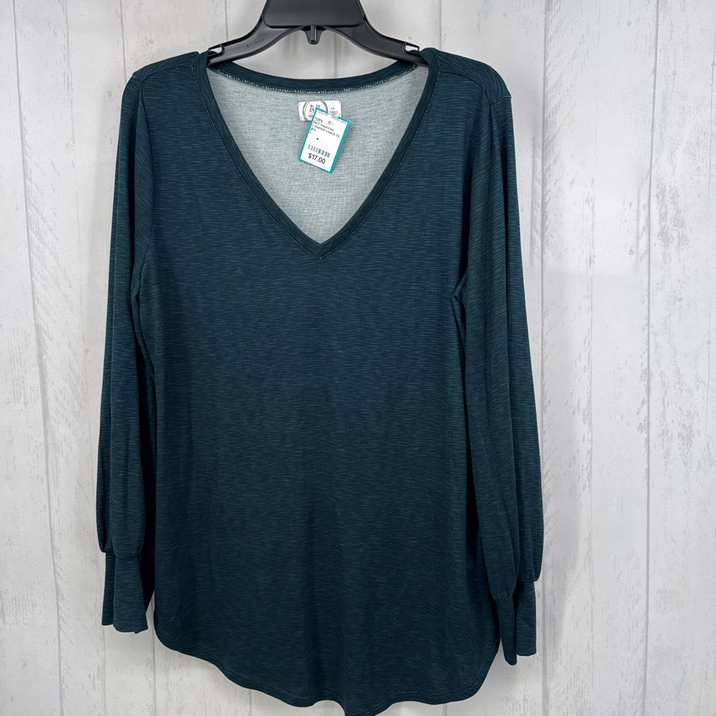 L marled v-neck l/s top