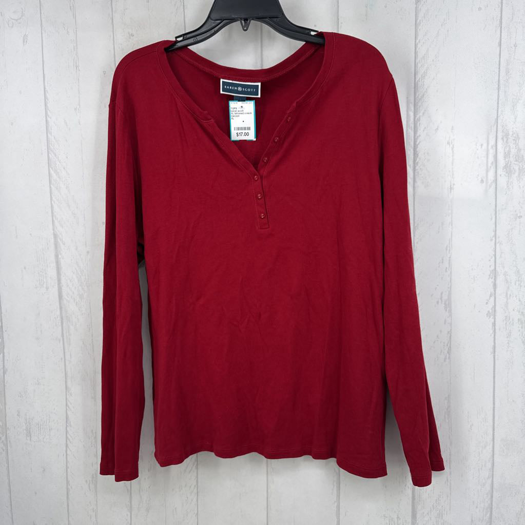 XL bittoned v-neck l/s tee