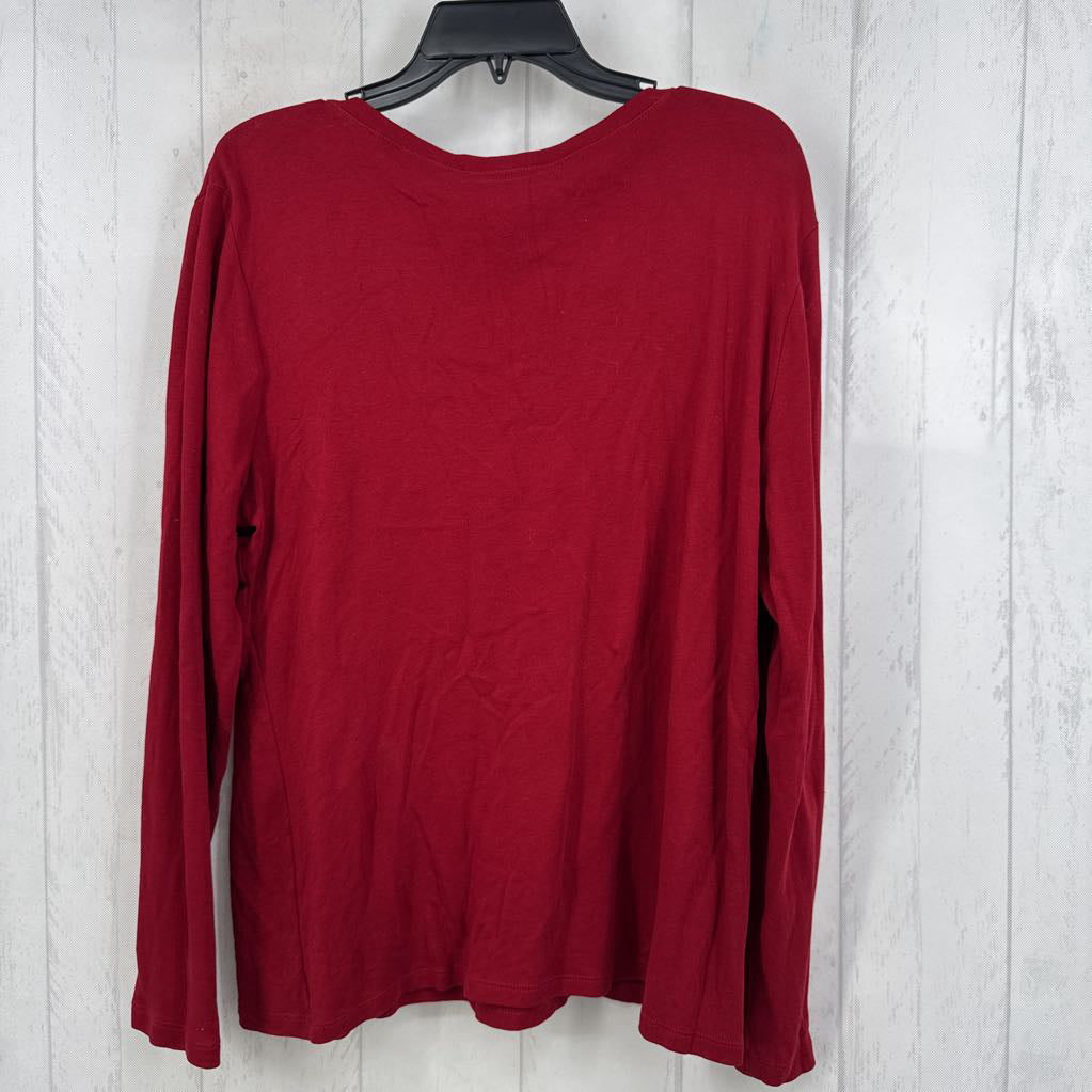 XL bittoned v-neck l/s tee