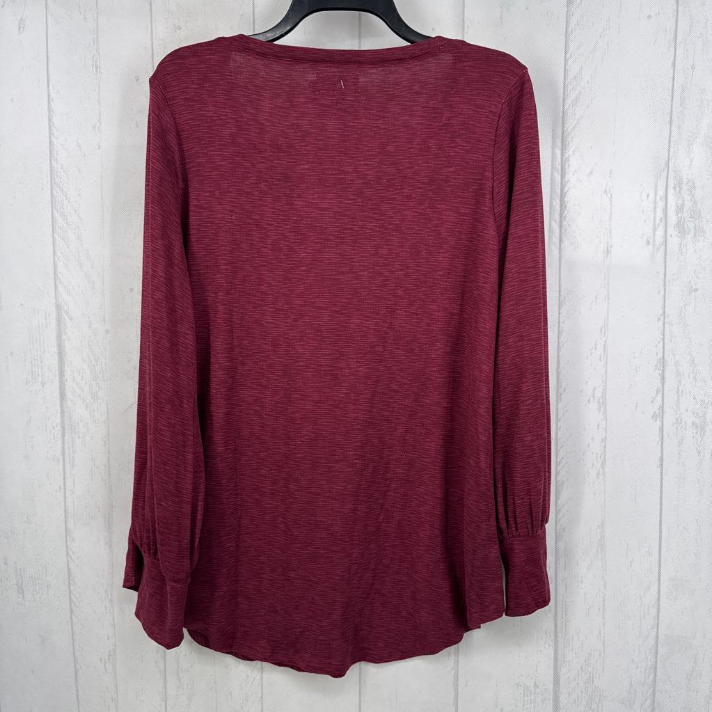 L marled v-neck l/s top
